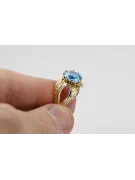 Aguamarina Oro amarillo de 14 quilates Anillo Artesanía vintage vrc135y